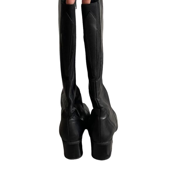 COLLEGE Black Leather Waterproof Winter Lined Snow Tall Boots Heel 10 - Picture 2 of 11